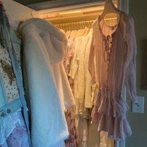 LoveShackFancy Baby Pink Beach Gauze Popover Dress